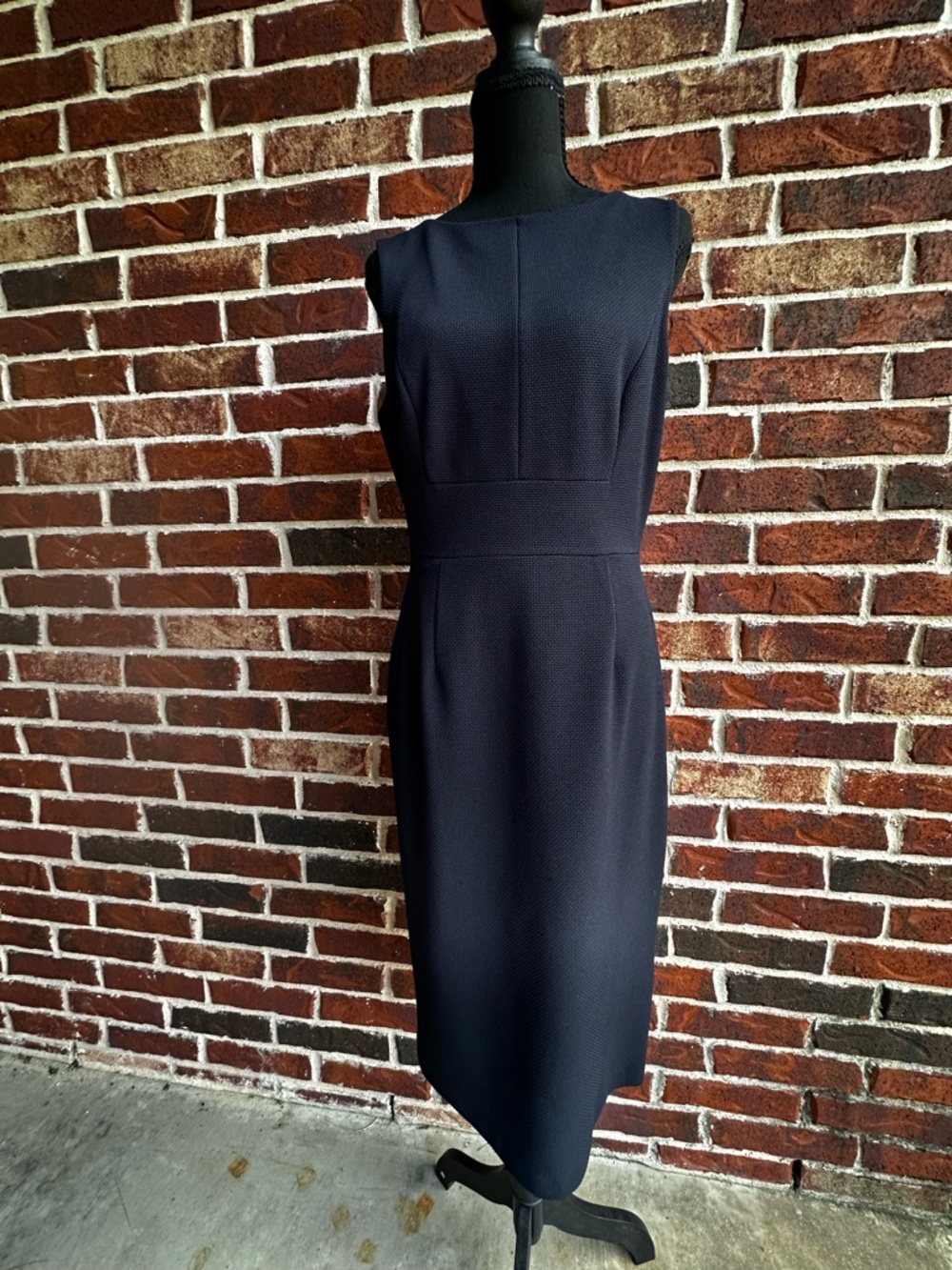 ANTONIO MELANI Navy Textured Sleeveless Midi Dress